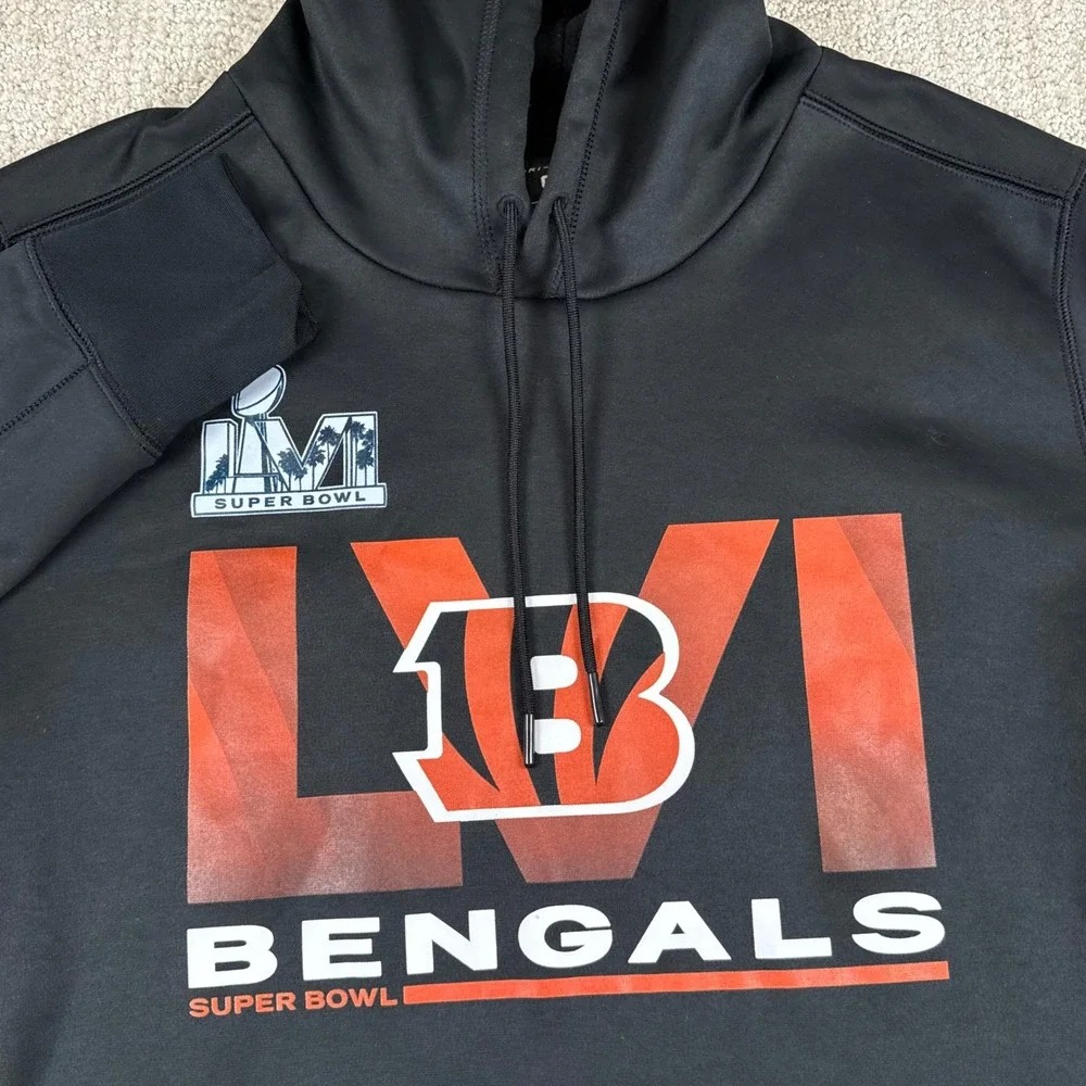 Nike Dri-Fit Men's Large Cincinnati Bengals Super Bowl LVI Black Fleece Hoodie